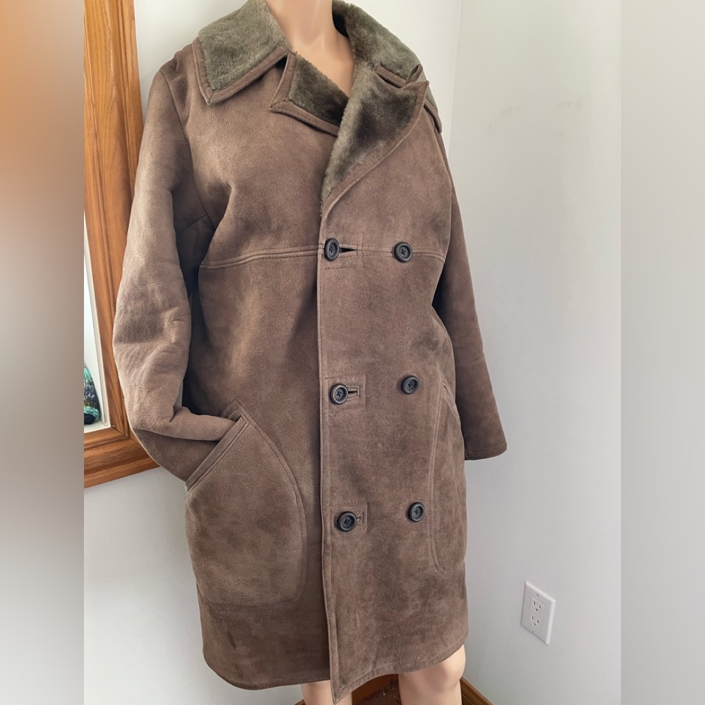 HOLT RENFREW 43”chest classic Californian rancher sheepskin coat real vintage - Picture 2 of 16
